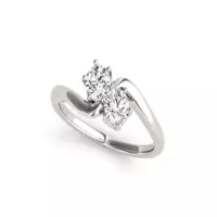 Solitaire Two Stone Diamond Ring in 14k White Gold